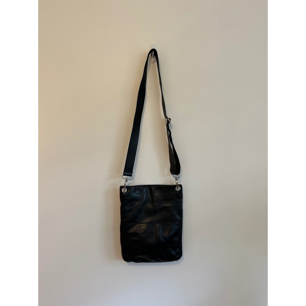 Margot Black Pebbled Leather Crossbody Bag with Silver Hardware